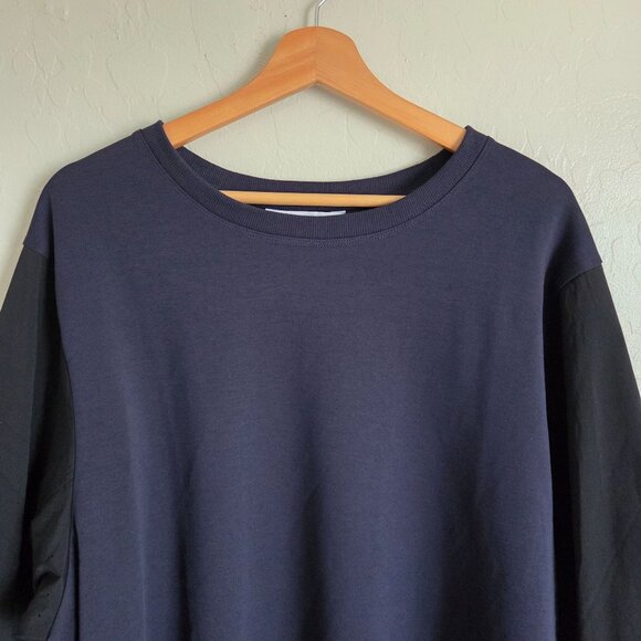 Athleta Harlow Hybrid Relaxed Boxy Top Navy/Black Size 1X Long Sleeve Athleisure - Picture 3 of 10